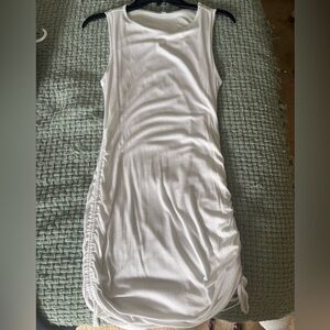 Fashion Nova White Ribbed Tank Chemise with Side Shirring